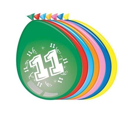 Ballonnen 11 jaar, 8 stuks
