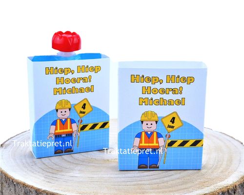 Lego knijpfruit doosje met naam en leeftijd