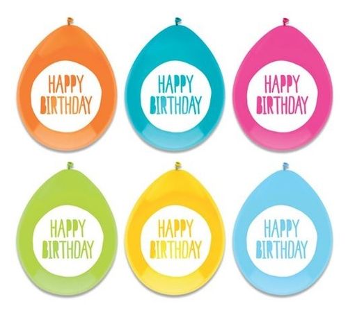 Ballonnen Happy Birthday Festive colors (6st)