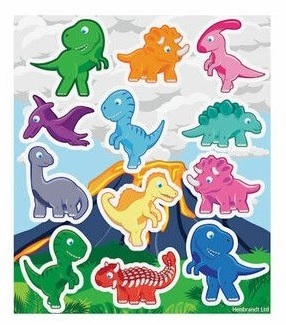 Dinosaurus stickertjes, 1 vel